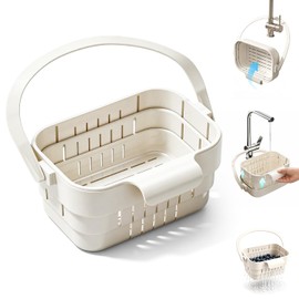 Foldable Hanging Sink Drain Basket, New Space‑Saving Sink Strainer, White