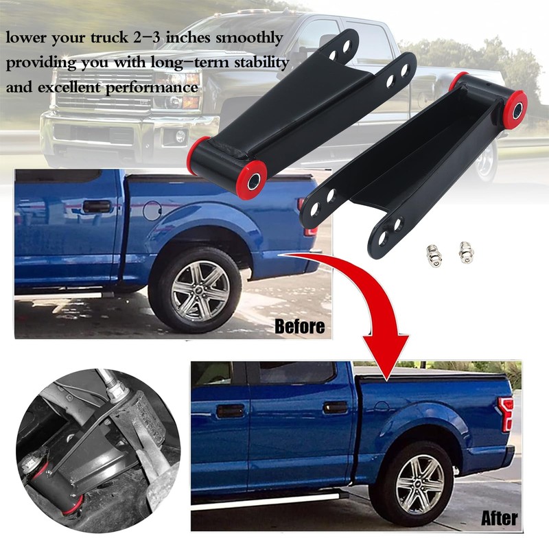 TUNTUN 2-3" Suspension Rear Drop Lowering Shackles Kit Compatible With