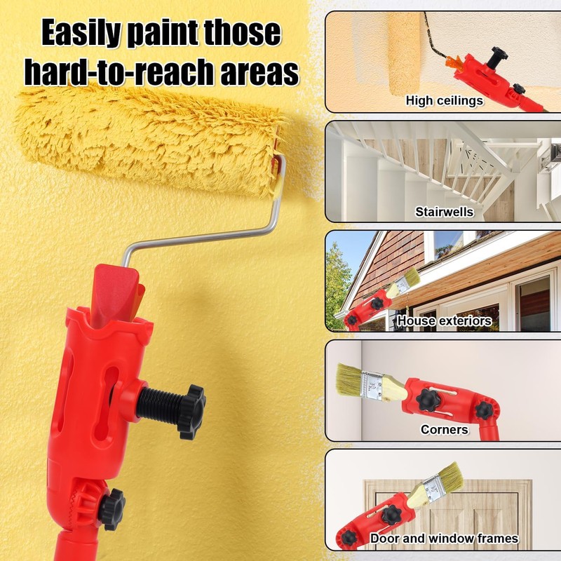 Paint Roller Holder, Paint Brush Extender Holder,180-degree Rotatig Angle Rotation