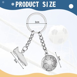 Patelai Football Keyring for Boys Silver Football Boot and Ball Key Ring Novelty Metal Football Pendant Sports Fan Keyring for Men Boys Women Gifts, silver