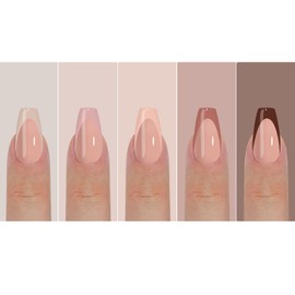 150pcs Maigitur French Gel Nails - Skin Tones French Tip Press on Nails, Medium Coffin Nail Tips Colorful, Soft Gel Nails Coffin False Nails in 15Sizes-Soak Off Acrylic Fake Nails Extensions…