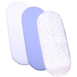 BabyPrem 3 Fitted Cotton Boys Moses Basket Sheets 73-76 x 28-30cm STARS