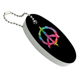 GRAPHICS & MORE Tie Dye Peace Sign Floating Keychain Oval Foam Fishing Boat Buoy Key Float
