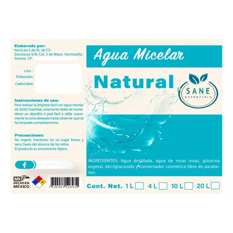 Sane Essentials Agua Micelar Hidratante 20 Litros Sane Essentials