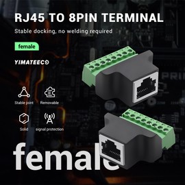 YIMATEECO RJ45 Screw Terminal Adapter, RJ45 Female to Terminal Block 8 Pins Screw Terminal Block Adapter Converter LAN Network Connector for Cat7 Cat6 Cat5 Ethernet Extender CCTV/DVR (RJ45 Female,