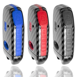 WORCAS Carbon Fiber Texture Key Fob Cover Compatible with KIA CEED CERATO Forte NIRO SELTOS Sorento Soul SPORTAGE Telluride 3 4 5 Button Silicone Key Fob Cover (Blue)