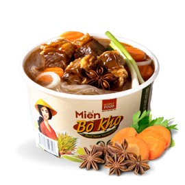 SIMPLY FOOD Instant Vietnamese Beef Stew Glass Noodles (Miến Bò Kho Tô) - 9 BOWLS/ 55g each – Delicious, Clear Glass Vermicelli Noodles in a Savory Beef Broth