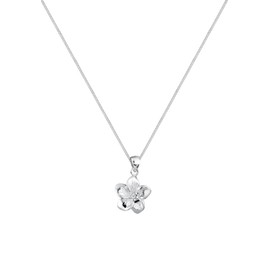Elli Premium Women's Necklace with Pendant Flower Frangipani Blossom 925 Silver Diamond (0.03 ct) White Brilliant Cut 45 cm, Facet cut, Diamond