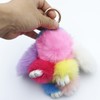 Xsclpomddy Plush Bunny Keyring Rainbow Pom Poms Bag Charm Handbag