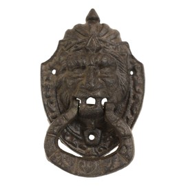 Ebros Gift Cast Iron Rustic Royal Venetian Lion Head Decorative Door Knocker Figurine Animal Theme Giant Cats Lions Medieval Historical Sculpture