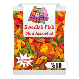 Sweedish Fish Candy Bulk Assorted Flavors - 8 oz resealable bag - Sweedish Fish Bulk Chewy Candy - Gummies Candy Bulk - Movie Theater Candy - Bulk Gummy Candy Party Favors - Summer Candy