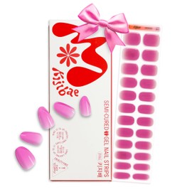 Kijibae 60% Semi-Cured Gel Nail Strips Kit (grape soda) – Long Lasting, Easy to Apply Premium Nail Set, 24 pcs, Includes 2 Prep Pads, Nail File, Cuticle Stick