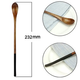 AOOSY Wooden Spoons,Wood Long Handle Spoon 5 Pieces Natural Wood Mixing Spoon Set for Coffee Ice Tea Hot Drinks(Dark Brown)