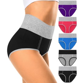 MISSWHO Plus Size High Waisted Cotton Womens Soft Postpartum Underwear Pack Tummy Control Briefs Postpartum Panties (Size 8,X-Large)