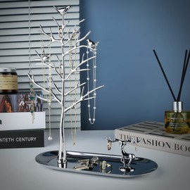 Tree and Deer Jewelry Rack,for Ring Earrings Necklace Bracelet,Suitable for living rooms, bathrooms,offices,etc.