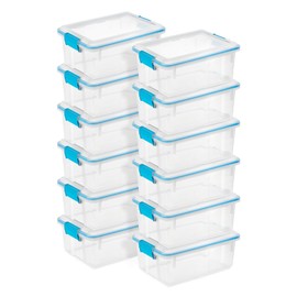 Sterilite 12-Pack Gasket Box, Weather-Resistant Storage Bins with Latching Lids, 12 Quart - Heavy-Duty Organizing Containers for Closet, Bathroom, and Office