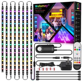 8 PCS RGB Under Cabinet Lighting Kit, 12v Motion Sensor LED Light Strip with Remote, ETL Listed Power Adapter, Music Sync Color Changing Led Lights for Shelves, Cabinet, Counter, Bookcase, 13ft