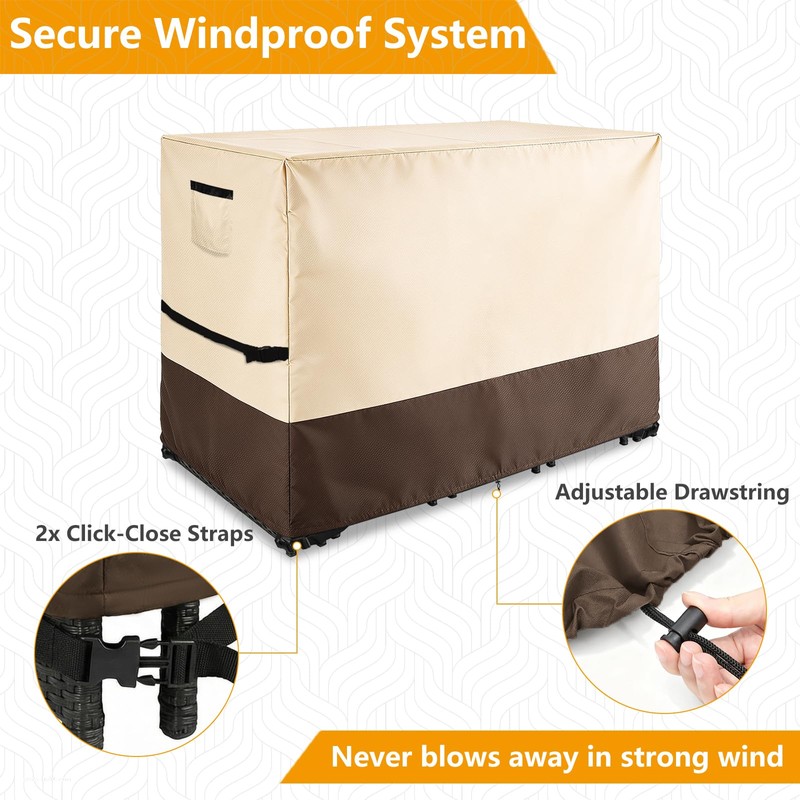 Outdoor Bar Table Set Cover, 84"L x 48"W x 48"H,Beige&Brown