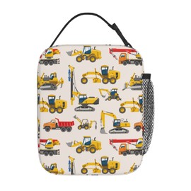 Gianlaima Construction Excavator Bulldozer Construction Vehicle Lunch Bag Portable Insulated Lunch Bag Reusable Cooler bag For Women Men Adults Work Picnic Camping