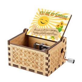 Hefonti You are My Sunshine Music Box Gift for Girlfriend Wife, Christmas Anniversary Valentine Birthday Sunshine Gifts to Daughter Son Wooden Hand Crank Musical Box