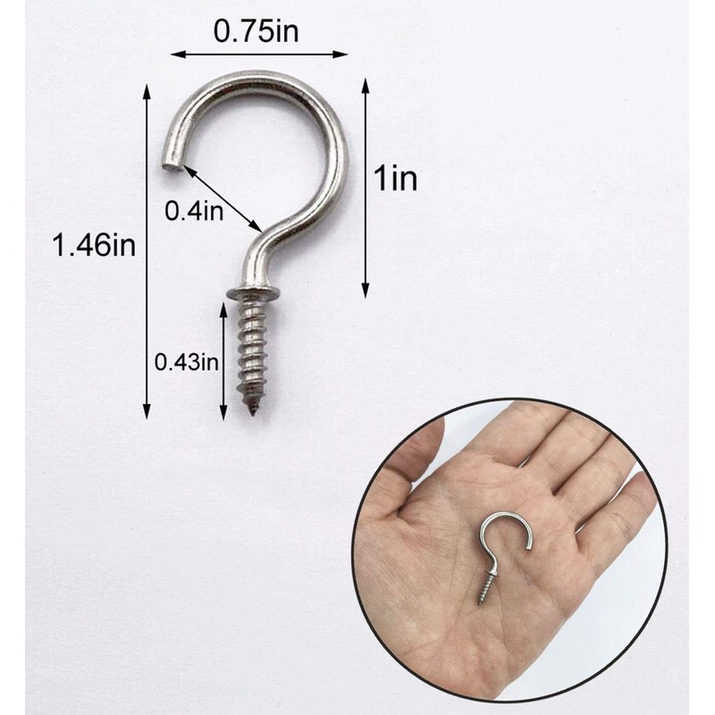 IDEALSV 60 Pcs (304) Stainless Steel Screw Ceiling Hooks 1