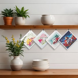 12-Pack German Swedish Dishcloth, Eco-Friendly and Ultra-Absorbent Cleaning Cloths, Hygienic Cleaning Sponges, Paper Towel Alternative, Reusable Dish Cloths, Versatile Cleaning Wipes - Whimsical