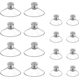 Pack of 16 Suction Cups with Thread, Transparent Suction Cups No Drilling, Suction Cups for Windows, Suction Cup Hooks, Extra Strong, High-Quality Suction Cups for Camping and Car, Ideal as Suction