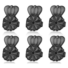 3 Pairs 14K Gold Earring Backs Lifters,Secure Earring Backs for Droopy Ears,Adjustable Hypoallergenic Earring Backs for Studs(Black)