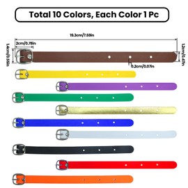 10-Pack Luggage Straps - Adjustable 7.59 Inch (19.3cm) Replacement Belts with Metal Buckle, 10 Colors for Luggage Tags, Pass Holders, Watch Bands & Travel Accessories