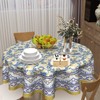 Yellow and Blue Floral Tablecloth Round 60 Inch Farmhouse Boho