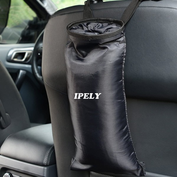 IPELY Universal Car Vehicle Back Seat Headrest Litter Trash Garbage Can (Black)