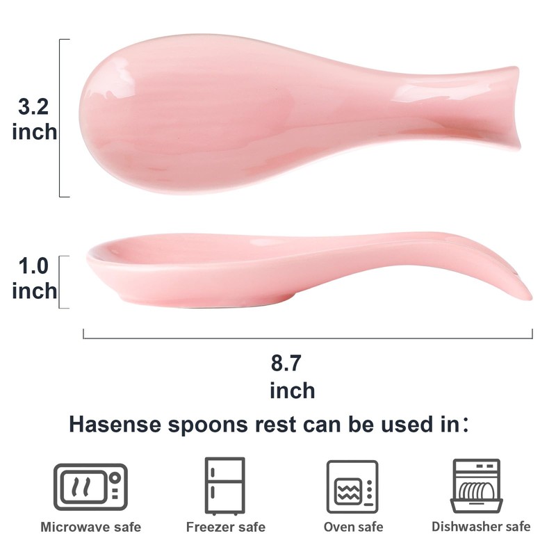 Hasense Spoon Rest for Stove Top, Large Ceramic Spoon Holder