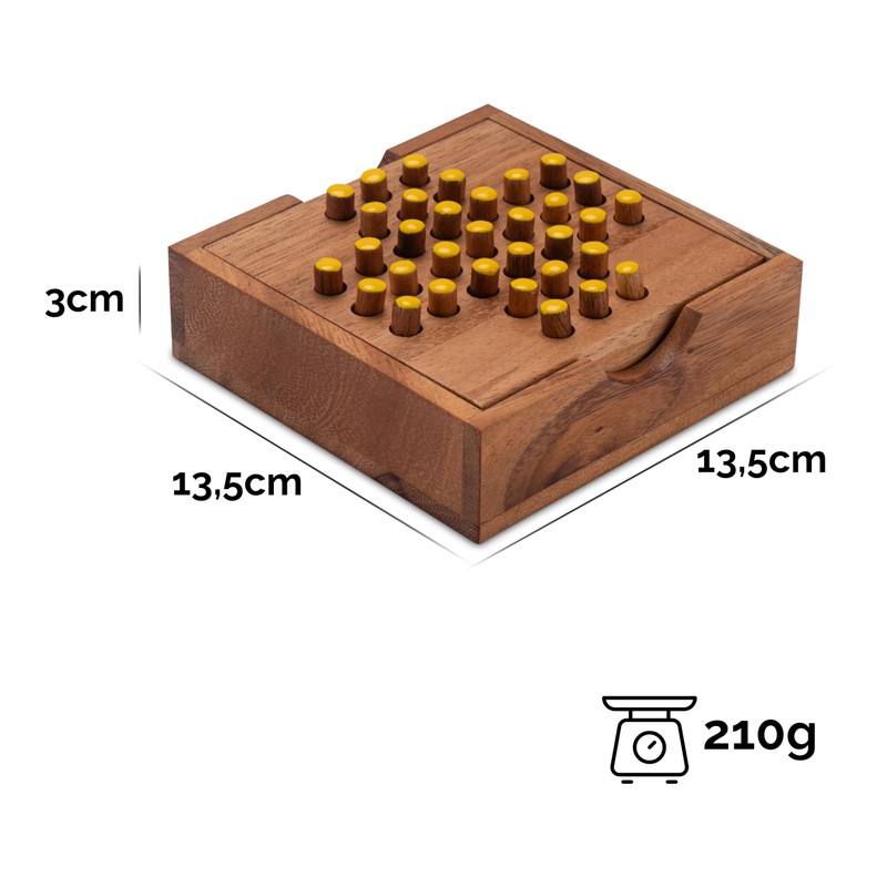 Solitaire Large Wooden Solitaire Game – Thinking Game – Puzzle