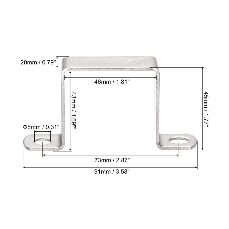 uxcell U Shaped Connector Bracket 43 x 46mm 304 Stainless