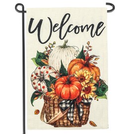 Thanksgiving Fall Pumpkin Sunflower Garden Flag 12x18 Inch Double Sided Autumn Leaves Seasonal Decoration(A)