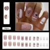 Square Press on Nails Medium French Tips Fake Nails with