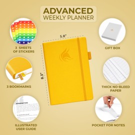 Clever Fox Advanced Weekly Planner – Undated Life Goal Planner for Daily Productivity & Time Management – Day Organizer Journal – Hardcover A5, Amber Yellow