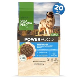 Only Natural Pet PowerFood Fish Feast Grain-Free Dry Dog Food w/Wild-Caught Whitefish, Pumpkin & Superfoods - High Protein, Low Carb Recipe for Small to Large Breeds, Adult to Senior - 20 lb Bag