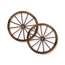 Shine Company 4952BT, 2 Pack, 32" Decorative Wagon Wheel Trellis, Burnt Brown