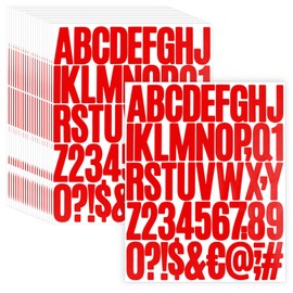 Red Alphabet Letters and Numbers Stickers 2" Large Vinyl Lettering for Posters, Crafts, Mailbox, Scrapbook - Self Adhesive 20 Sheets
