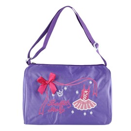 DUPELEC Cute Ballet Dance Bag for Girls, Girls Dance Bag with Key Chain Gym Travel Duffle Bag for Girls Tutu Dress Bag Dance Ballet Swim Bag Backpack Embroidered Tote (purple)