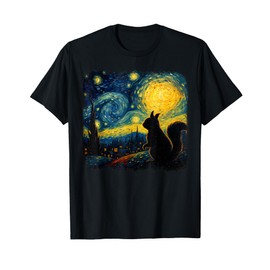 Squirrel Starry Night Van Gogh Art Gifts For Men Women Kid T-Shirt