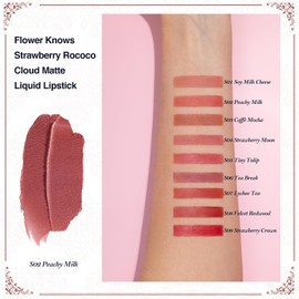 Flower Knows Strawberry Rococo Cloud Lip Cream Matte Liquid Lipstick-Long Lasting&Highly Pigmented Lip Stain -Velvety Waterproof Lip Makeup for Girls&Women-0.12 Fl Oz,1 Count(S02 Peachy Milk)