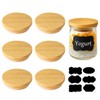 6 Pack Oui Yogurt Jar Lids, Natural Bamboo Wooden Oui