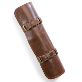 Leather Knife Roll Bag for Chef`s - Premium Knife Roll Case made of Genuine Buffalo Leather – Durable knives storage Bag Samuel (Brown)