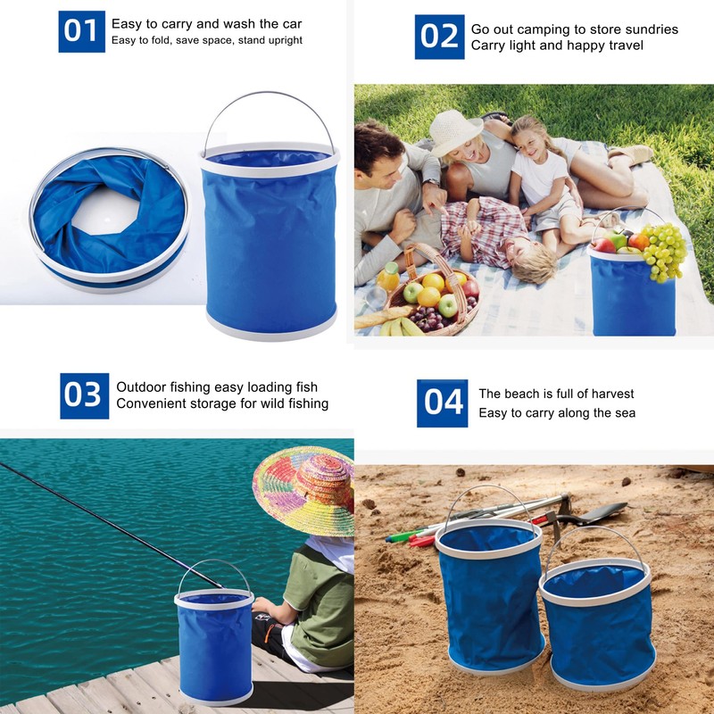 Ashintar Collapsible Bucket,Portable Outdoor Hiking Water Picnic Buckets for Camping,