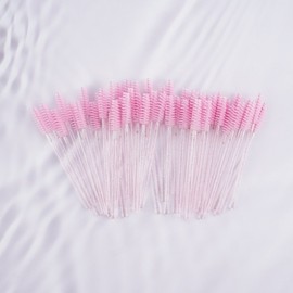 50-Piece Pink Eyelash Brushes for Mascara & Extensions Tool 3ea