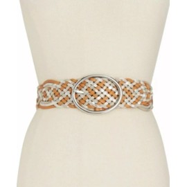 INC International Concepts Womens Braided Woven Belt Metallic Brown/Silver Large