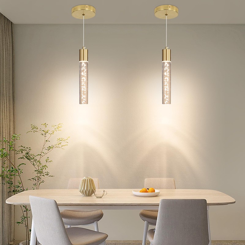 2 Pack Modern Kitchen Island Hanging Light, Gold LED Pendant