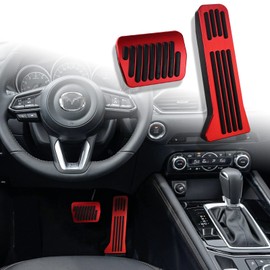 ANFOKAS Compatible with Mazda CX-5 CX-9 3 6 Accessories Anti-Slip Sporty Car Foot Pedal Covers Rest Brake Gas Accelerator Pedal Pads -Red